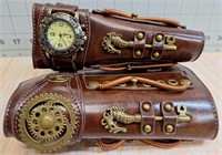 Leather steampunk wrist guards