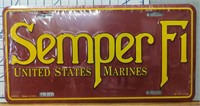 Semper Fi usmc USA made license plate tag