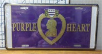 Purple heart USA made license tag