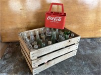 Misc Vintage Soda Bottles + Crate + Coke Holder