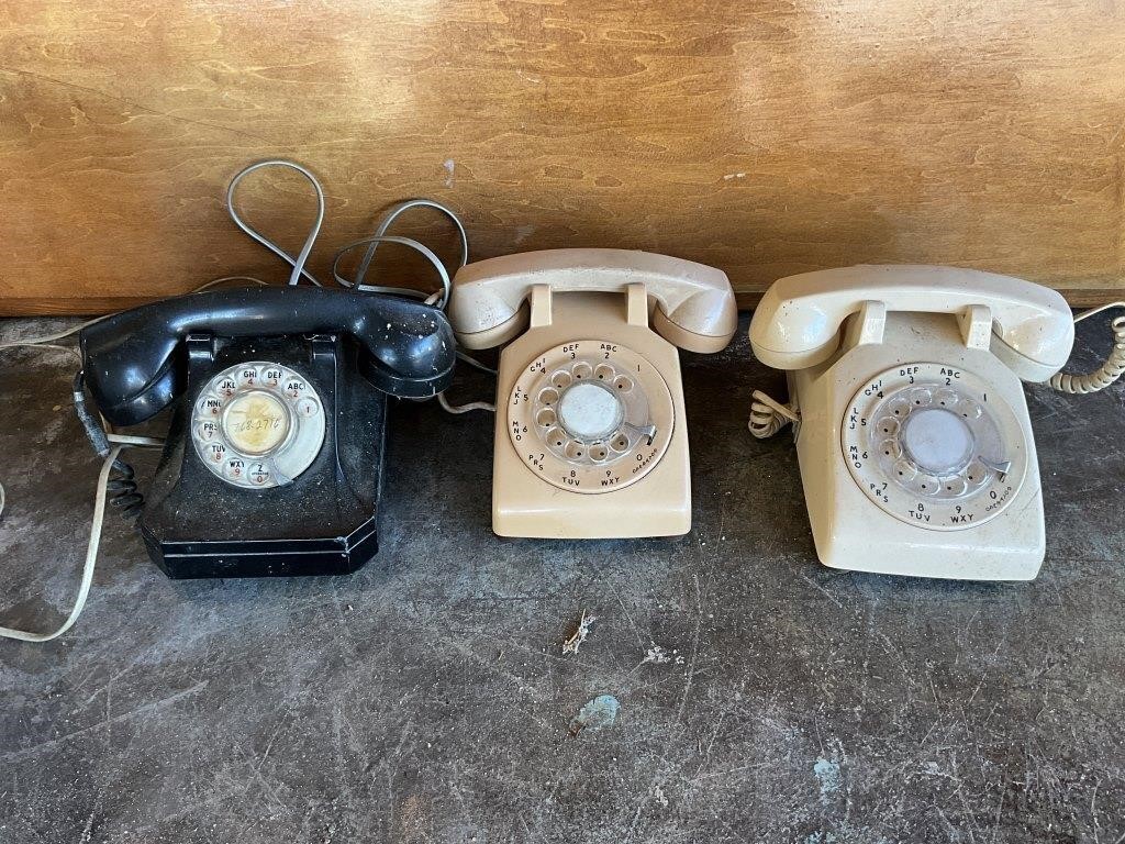 Lot Of 3 Vintage Rotary Dial Telephones