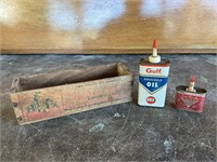 Vintage Cheese Box + Gulf / EverReady Oil Cans