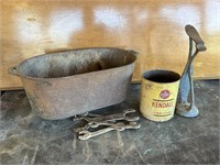Large Cast Iron Tub + Tools Can Shoe Holder