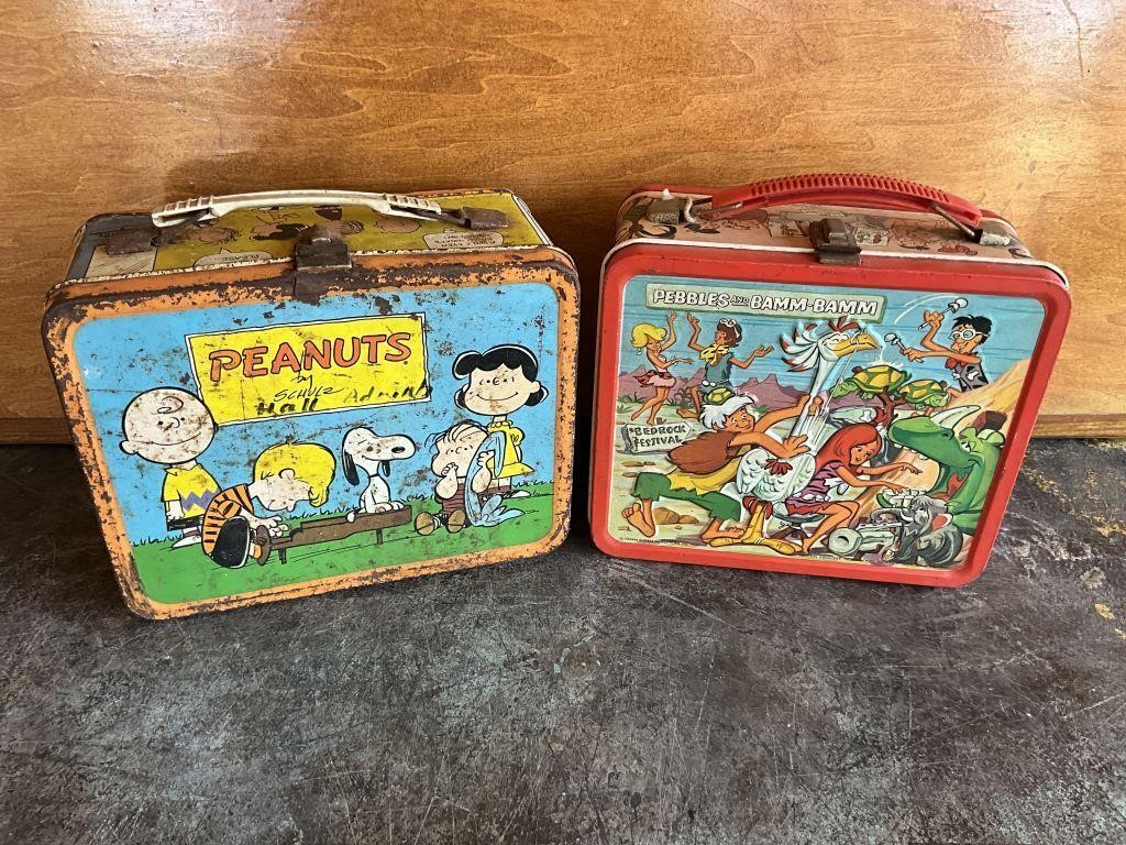 Pair Vintage Lunch Boxes Peanuts / Peebles