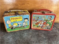 Pair Vintage Lunch Boxes Peanuts / Peebles