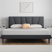 Bed Frame Upholstered Platform with Headboard Q