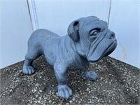 Cast grey bulldog garden decor
