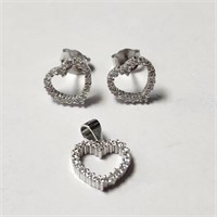 $120 Silver Cz Pendant And Earring Set