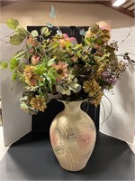 Decorative vase & artificial flowers, 30” tall