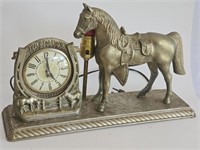 VINTAGE LANSHIRE TIME FOR LUCK WESTERN HORSE CLOCK