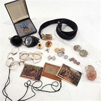 VTG Glasses, Foreign Coins, & Medal