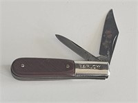 VINTAGE BARLOW BROWN HANDLE 2 BLADE POCKET KNIFE