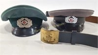 Military East German Hats & Russian Belt