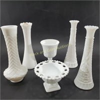Milk Glass Vases & More