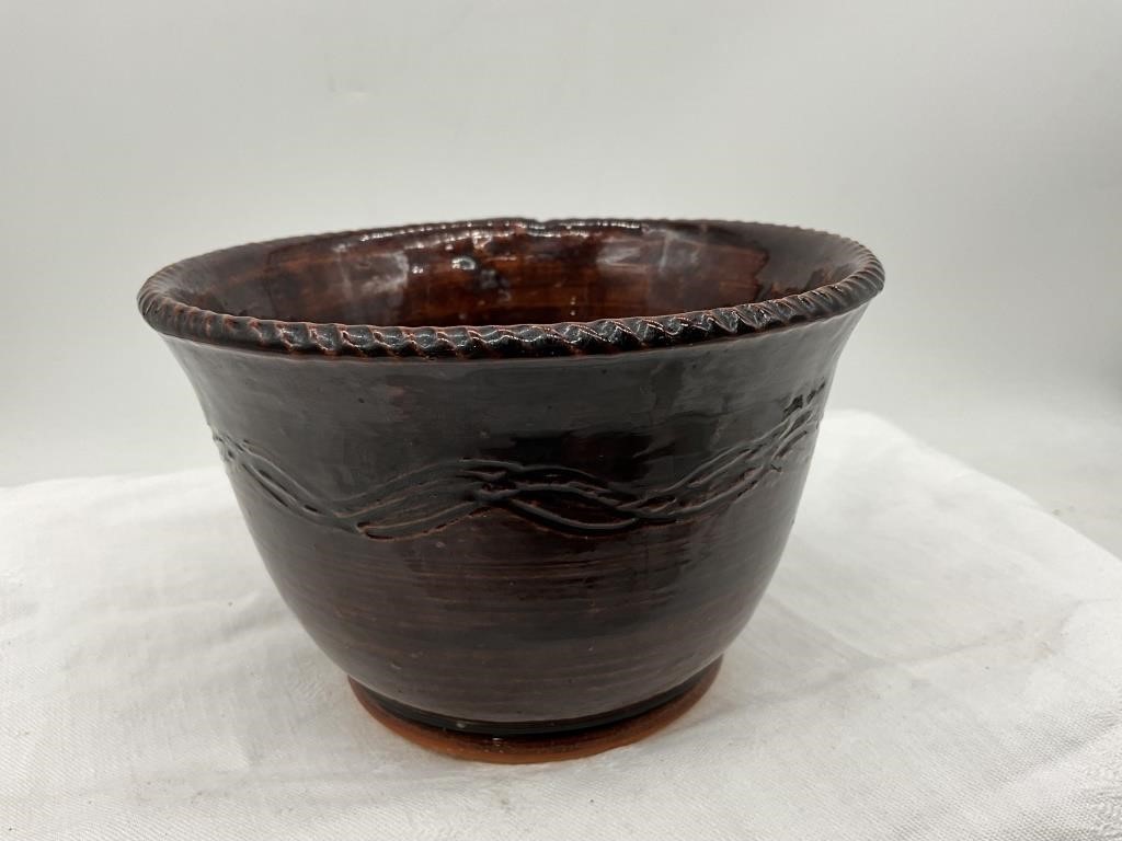 Signed & Decorated Pottery Bowl