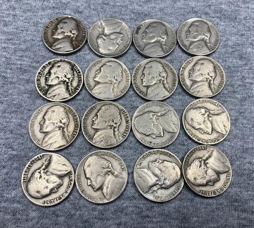 Group of Jefferson Nickels - Several War Time