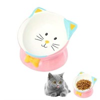 Tilted Ceramic Cat Bowl  Elevated Food Bowl for Fl