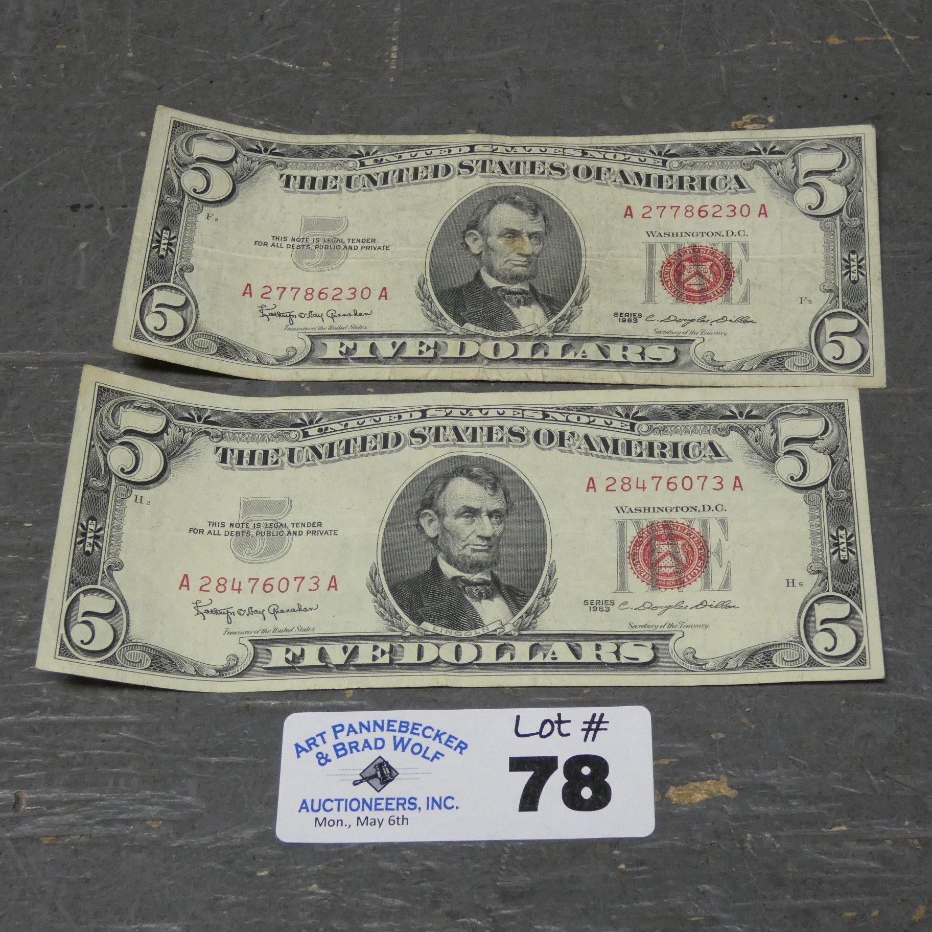 (2) Red Seal $5 Bills
