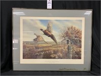 James A. Meger Framed Pheasant Print "Prairie