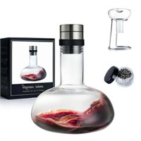 YouYah Wine Decanter Set with Stand  Beads  Aerato