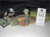 VTG Tin Friction Military Police Motorcycle Toy