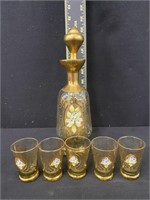 Bohemian Style Handpainted Glass Liqour Set