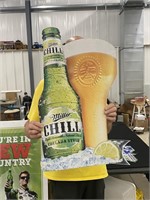 Vintage Miller Chill Tin Beer Advertising Sign