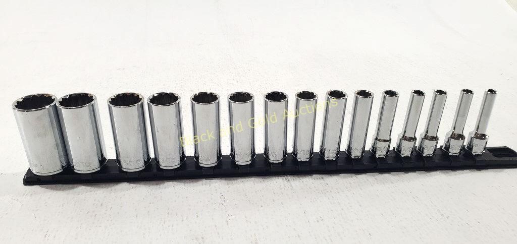 New Tekton Set Of (15) Deep Sockets 3/8" Drive