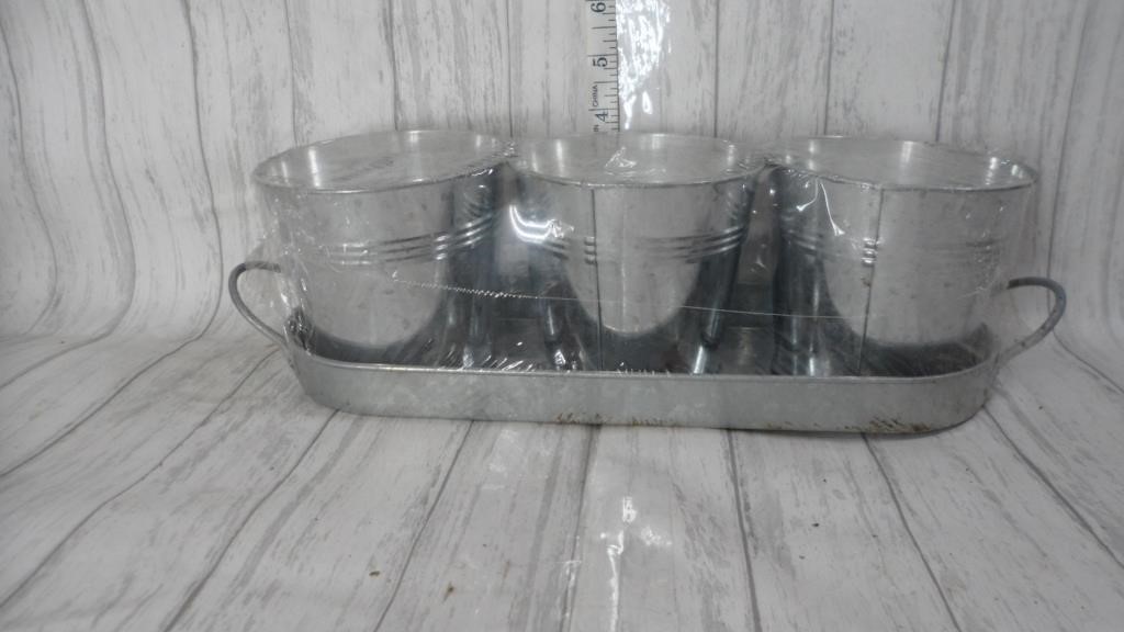 New Galvanized Herb Planters with Tray