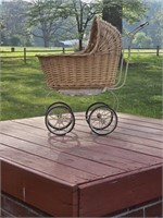 GORGEOUS ANTIQUE WICKER DOLL CARRIAGE-GREAT