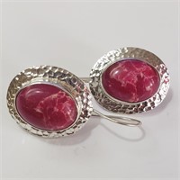 $300 Silver Red Agate Earrings