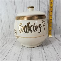 USA Made Cookie jar - Gold, weathered trim