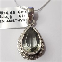 $200 Silver Green Amethyst Necklace
