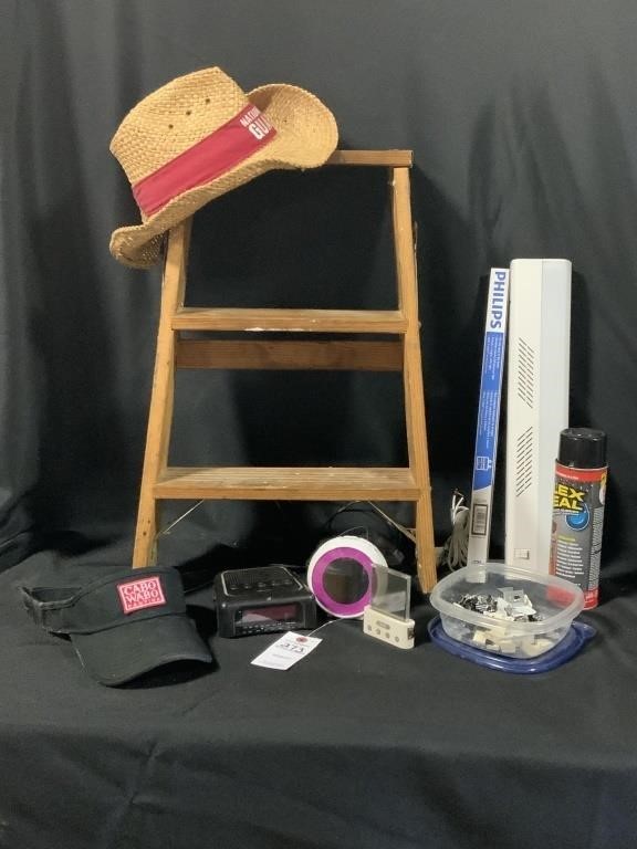 Wood Step Ladder & Household Items