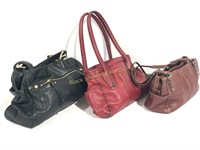 3 Beautiful Leather Handbags; Fossil