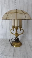 Brass candelabra Lamp with Slag Shade