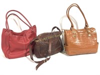 3 Large Leather Handbags; Maxx. Sophia Caparelli