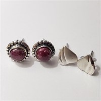 $200 Silver Lot Of 2 Gemstone Earrings