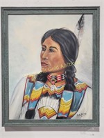 Signed SK Bailey Native American Painting