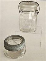 VTG BALL JAR WITH GLASS LID AND ATLAS SALED LID