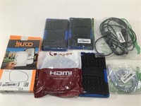 Assortment of Cables, Tablet Cases, & Car Mirror