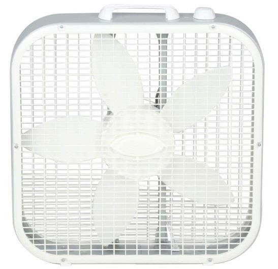 3 Speed White Box Fan with Built-In Carry Handle