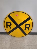Vintage 36in. Round Railroad Crossing Metal Sign