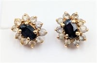 Beautiful 10 k Garnet & Diamond Earrings