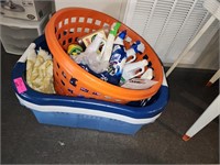 4 laundry baskets & cleaning solutions.
