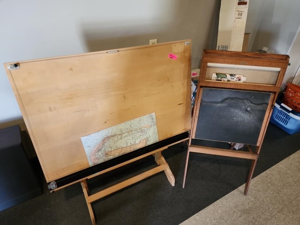Vintage Drafting Table & Litho Plate children's Ea