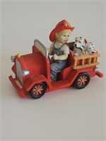 CUTE! VTG BOT FIREMAN WITH DALMATIONS IN FIRE TRUC