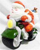 Clay Art Biker Santa Cookie Jar 12.5"