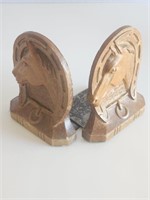 VTG RESIN AND METAL HORSE/HORSESHOE BOOKENDS
