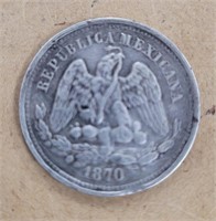 Silver Coin - 1870 Mexico 25 Centavos